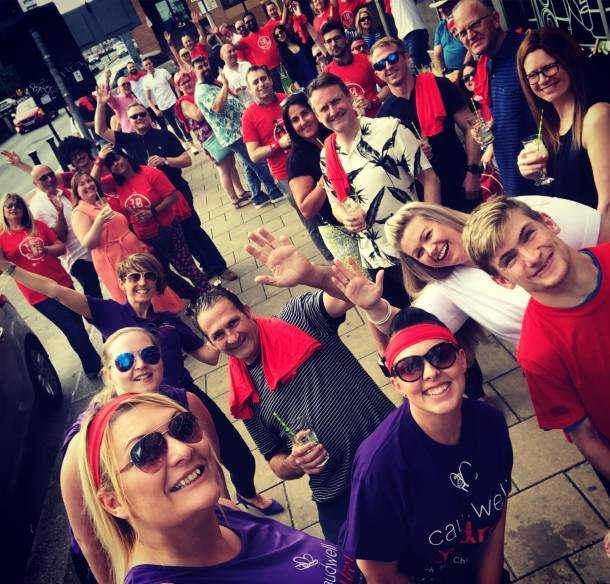 Charity Bull Run event with crowd having fun