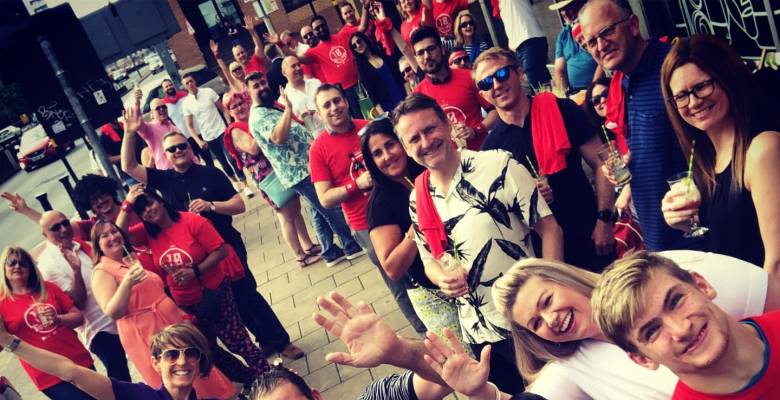 Charity Bull Run event with crowd having fun