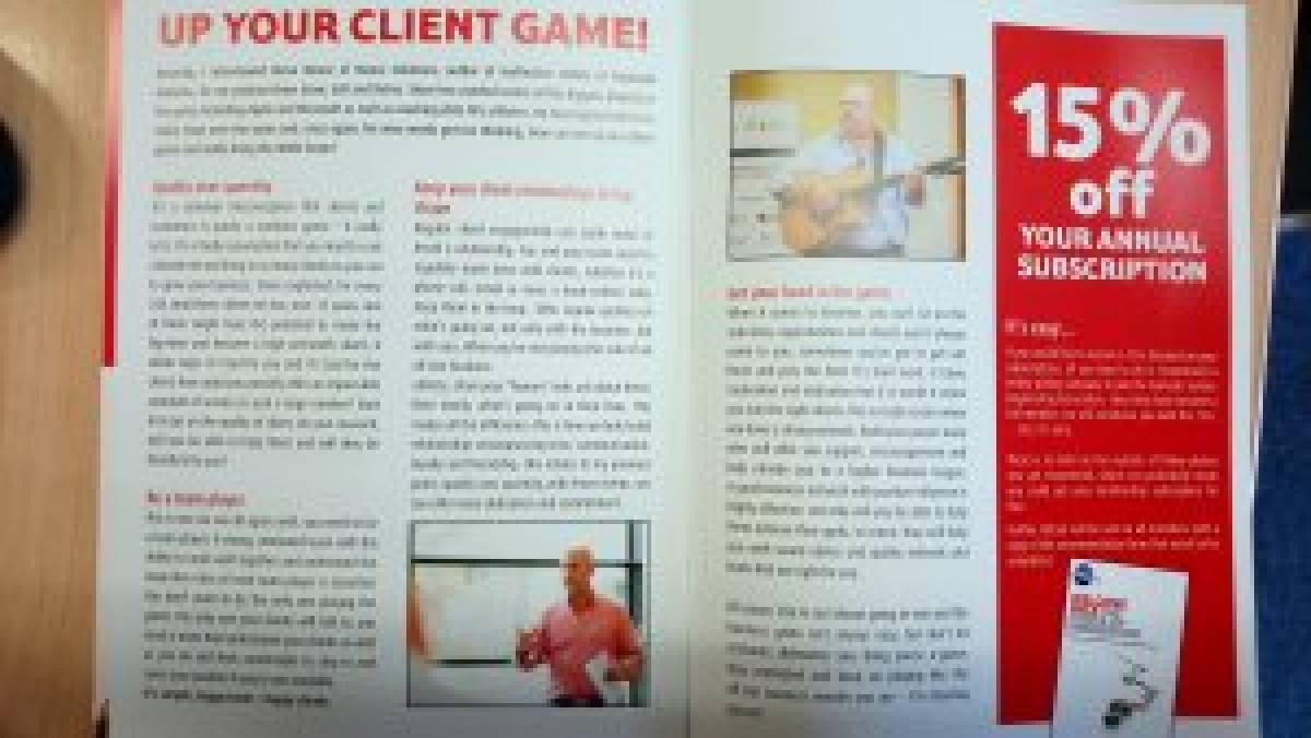 Magazine headed Up Your Client Game